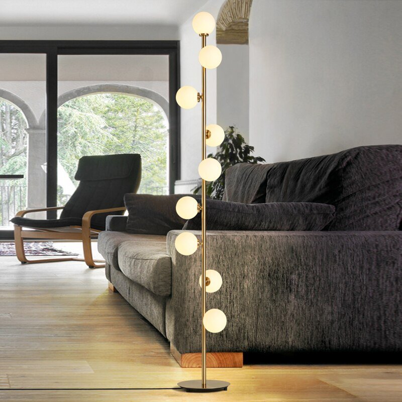 Unique Modern Gold Glass Ball LED Floor Lamp