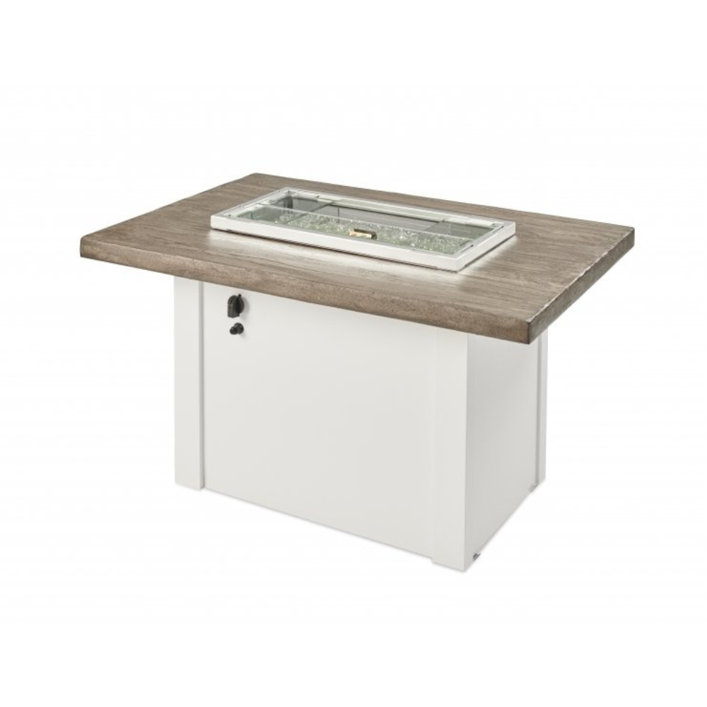 The Outdoor Greatroom Company Driftwood Havenwood Rectangular Gas Fire Pit Table with White Base (HVDW-1224-K)