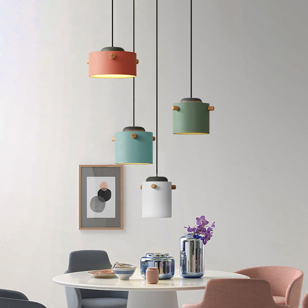 Wooden Bucket Pendant Lights Fixture