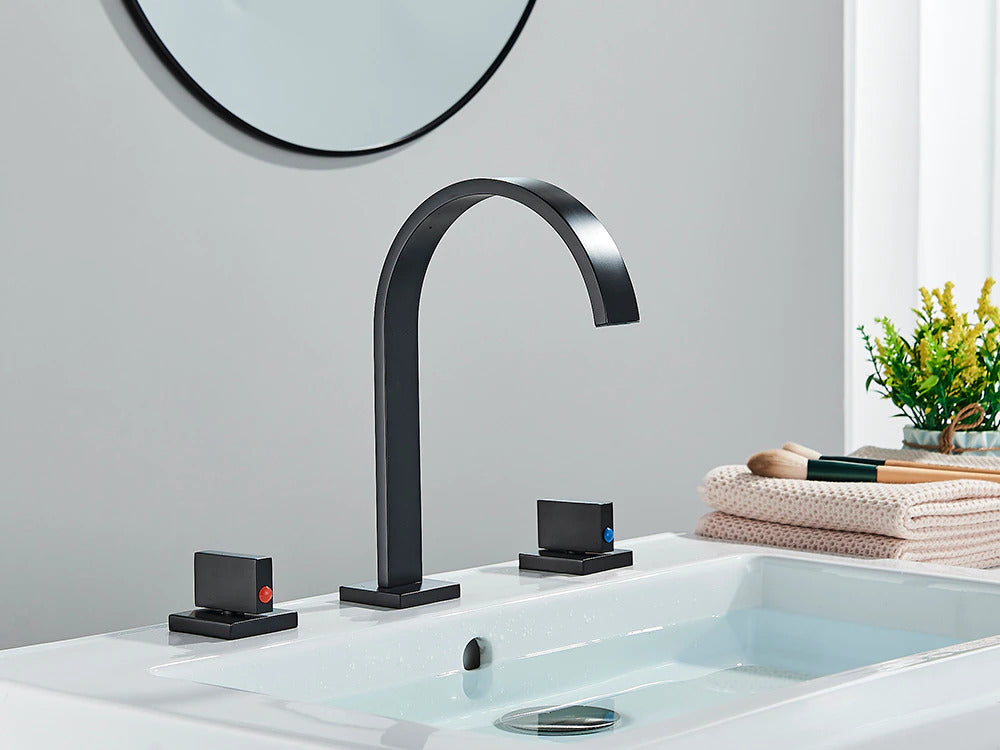 Modern Gooseneck Double Handle Bathroom Faucet