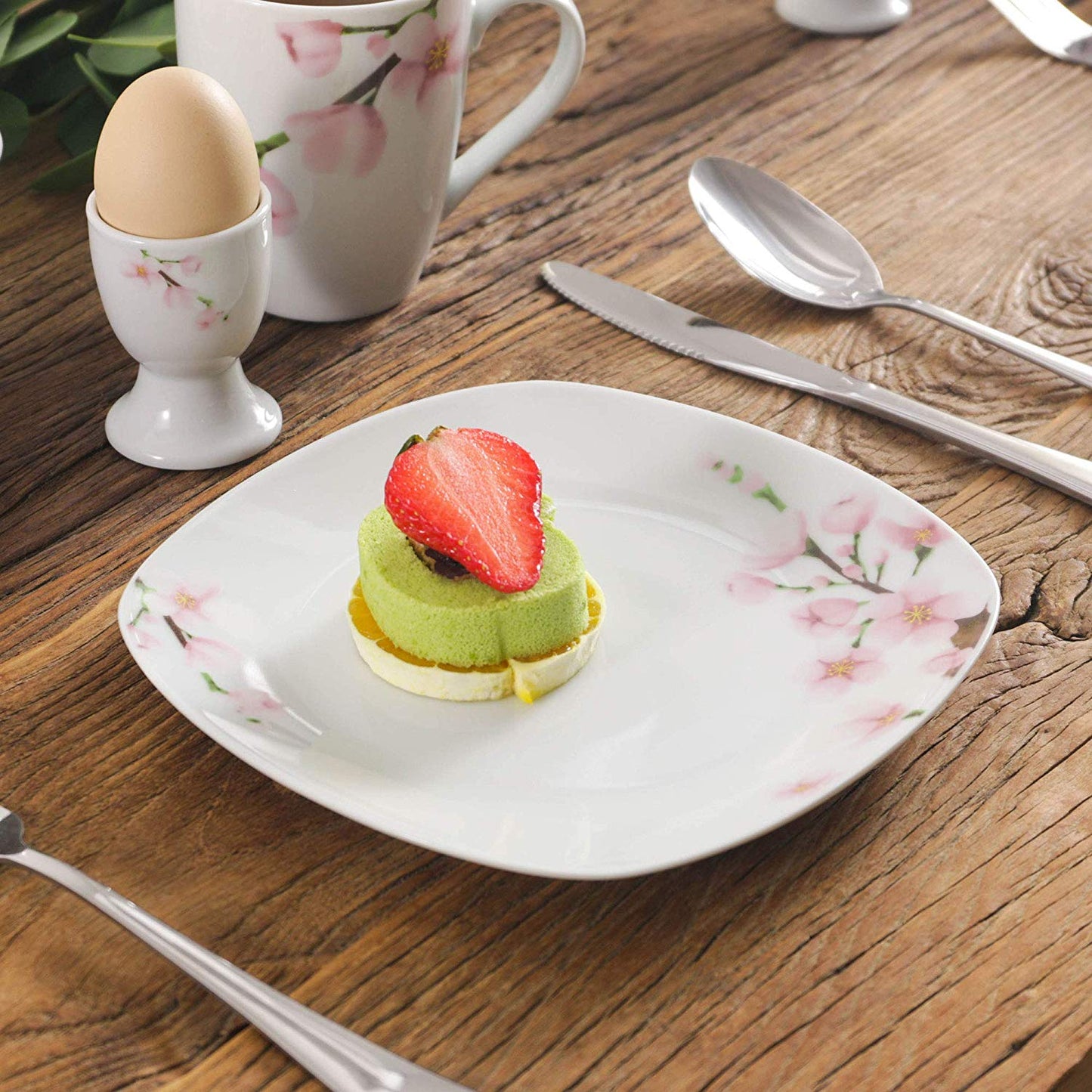 ANNIE 44-Piece Ceramic Porcelain Dinner Plate Set with 8*Egg Cup,Mug,Bowl,Dessert Plate,Dinner Plate and 4*Salad Bowl - Nordic Side - 44, and, ANNIE, Bowl, Ceramic, CupMugBowlDessert, Dinner,