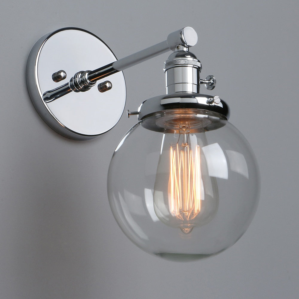 Vintage Wall Sconce with Clear Glass Globe