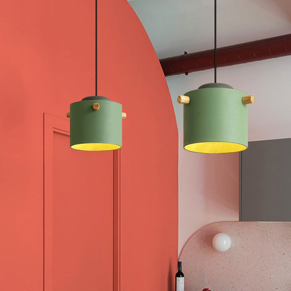 Wooden Bucket Pendant Lights Fixture