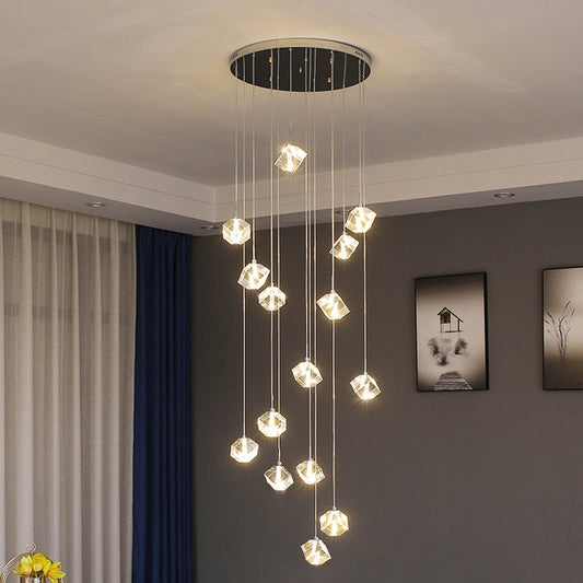 Modern Style Crystalline Cubes Chandelier