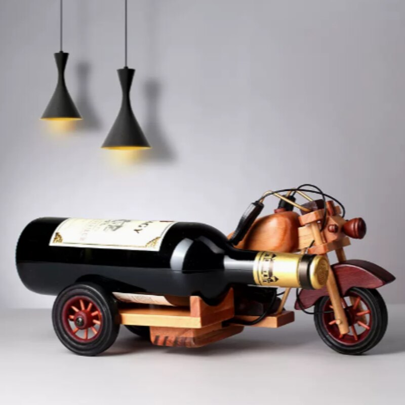 Wooden Motorcycle Wine Rack