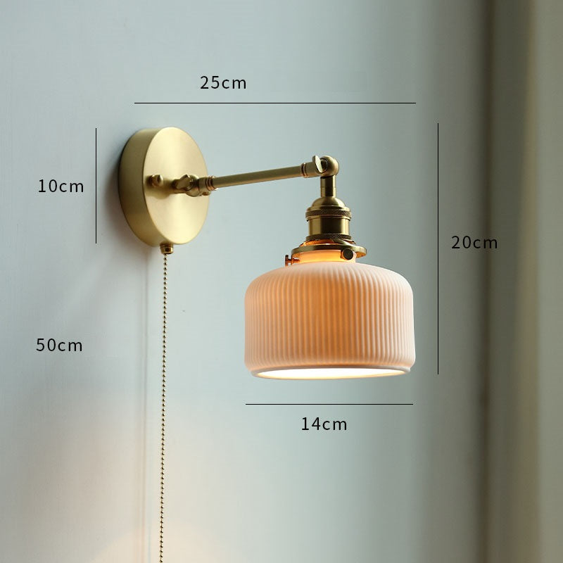 Modern Style Ceramic Pull Chain Wall Light