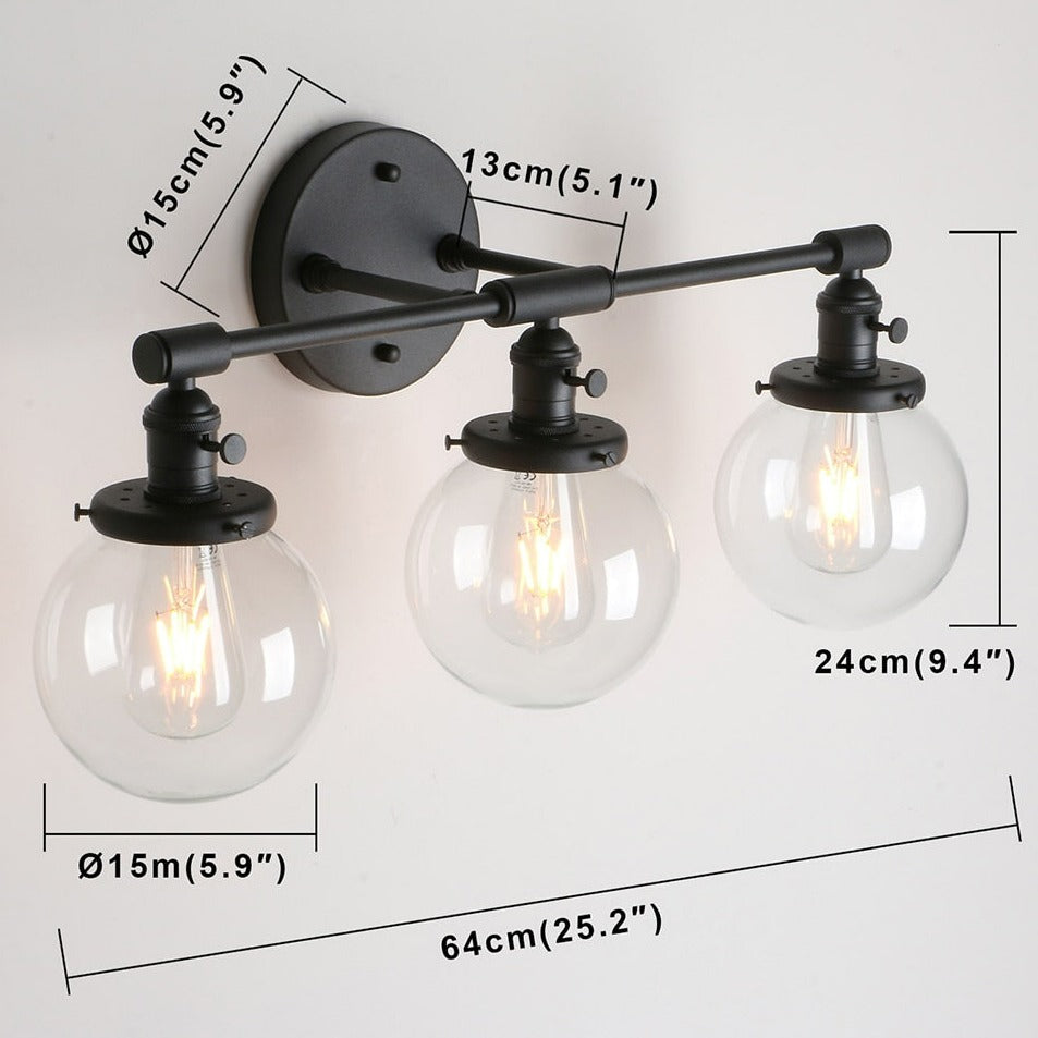 Three-Bulb Deacon Glass Globe Wall Sconce