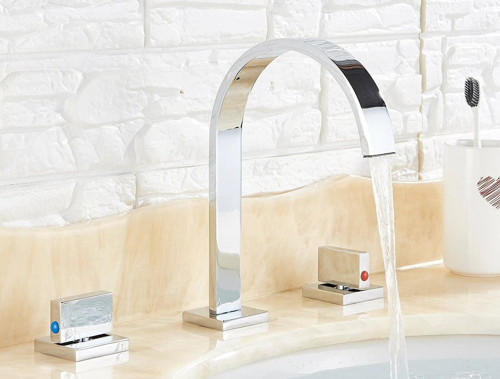 Modern Gooseneck Double Handle Bathroom Faucet