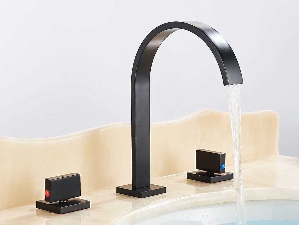 Modern Gooseneck Double Handle Bathroom Faucet