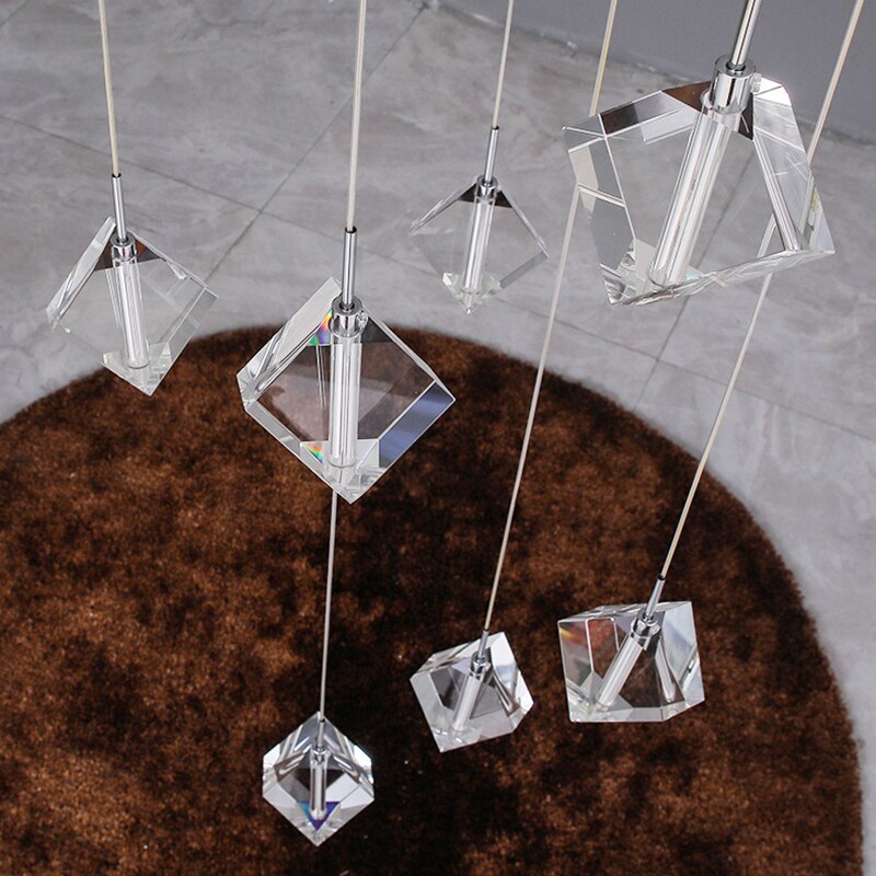 Modern Style Crystalline Cubes Chandelier