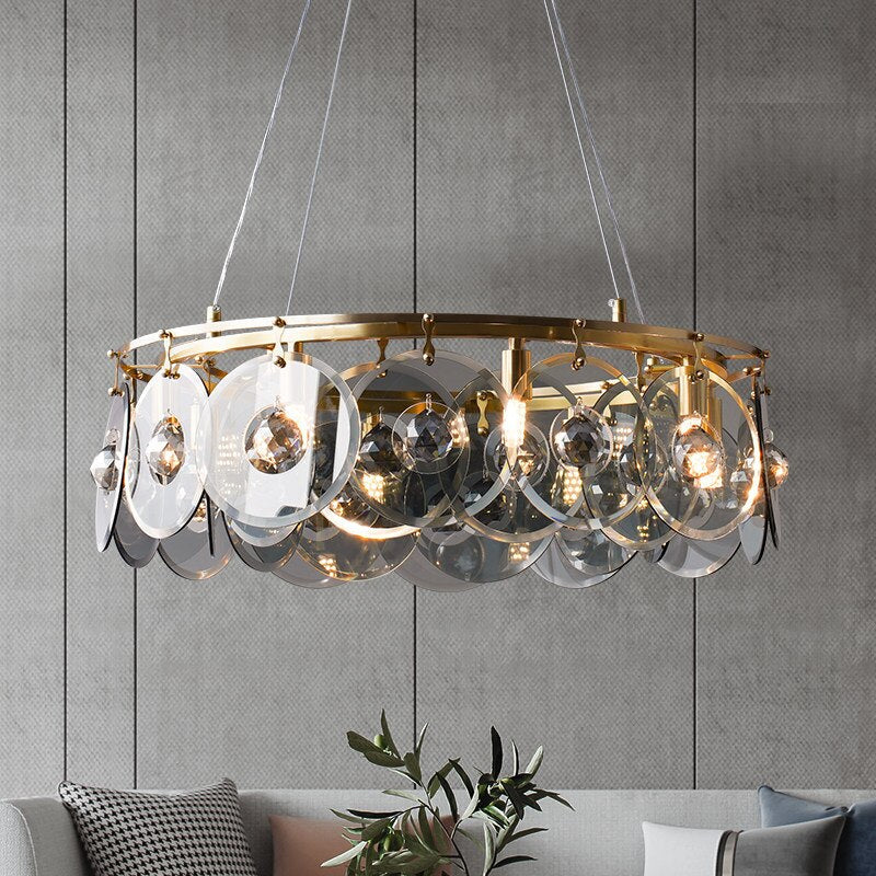 Modern Style Copper Shields Chandelier