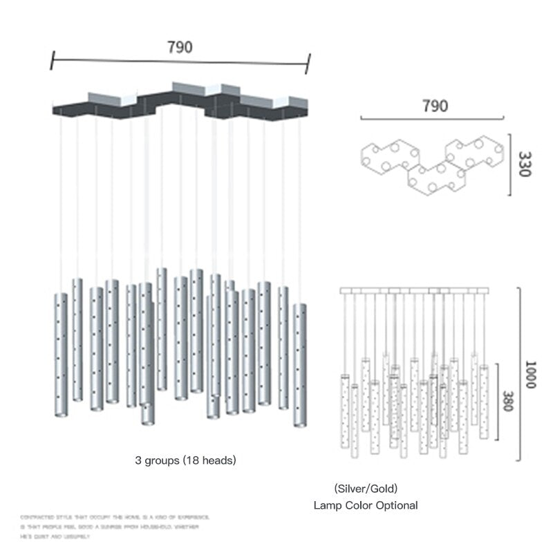 Modern Style Bars of Light Chandelier