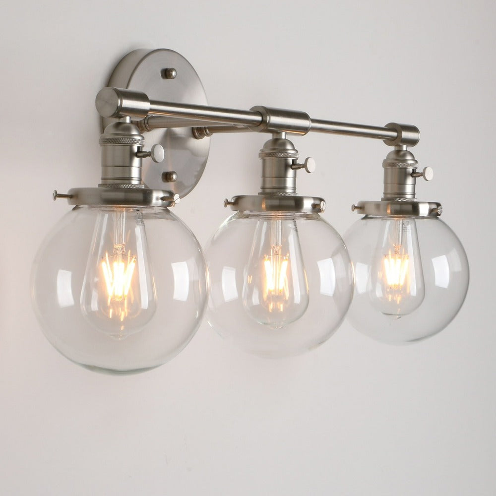 Three-Bulb Deacon Glass Globe Wall Sconce