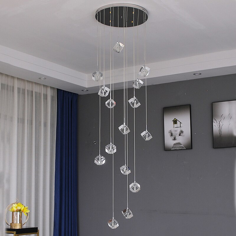 Modern Style Crystalline Cubes Chandelier