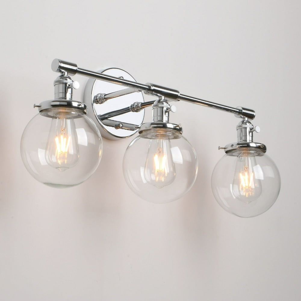 Three-Bulb Deacon Glass Globe Wall Sconce