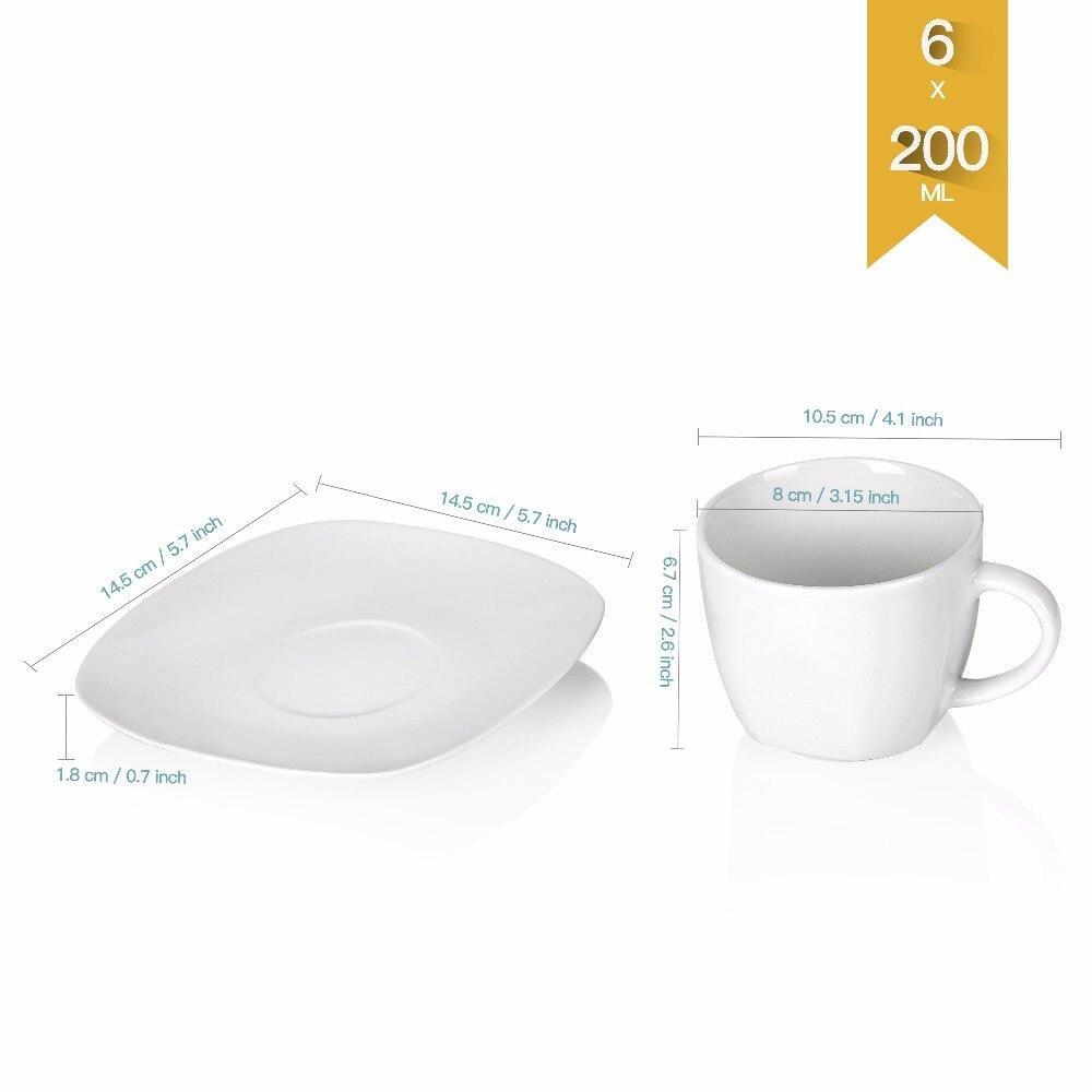 Series Elisa 12 Piece Ivory White China Ceramic Drinkware Set with 6 Piece Cups and Saucers - Nordic Side - 12, and, Ceramic, China, Coffee, Cups, Drinkware, Elisa, Ivory, MALACASA, Piece, Po