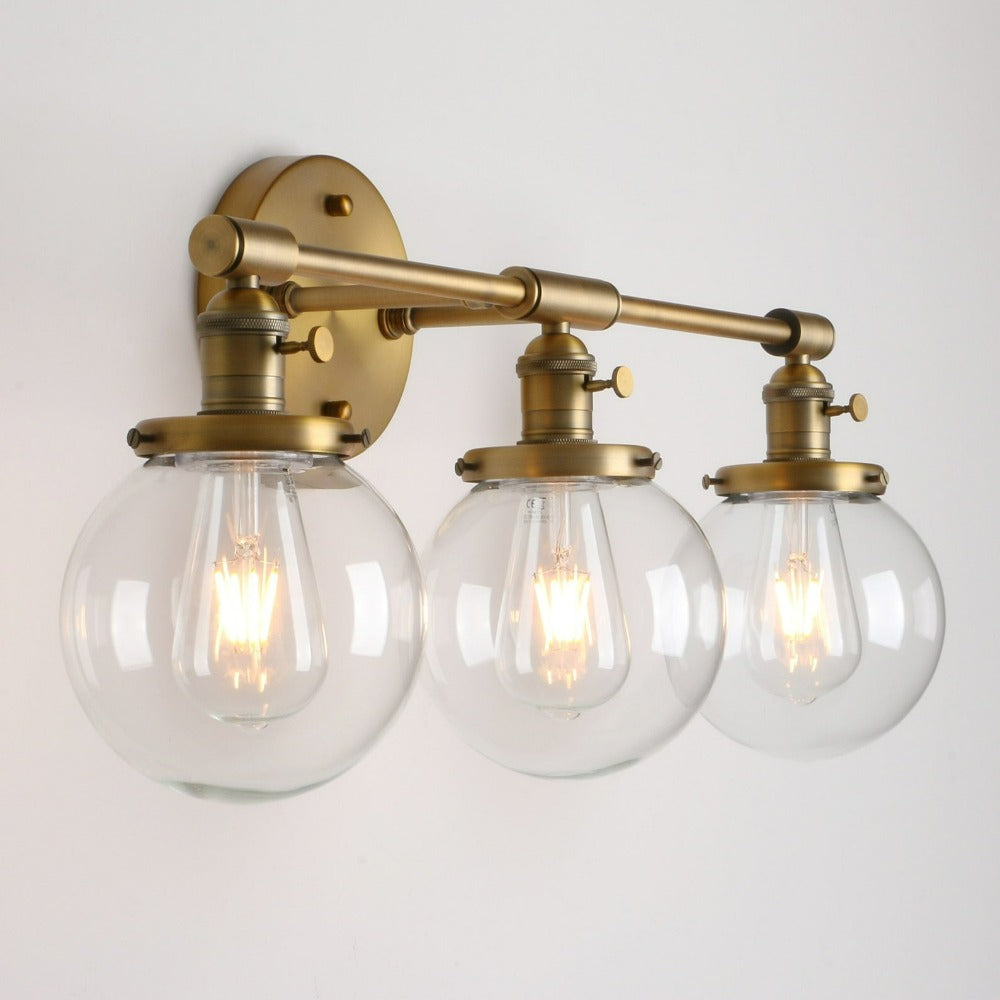 Three-Bulb Deacon Glass Globe Wall Sconce