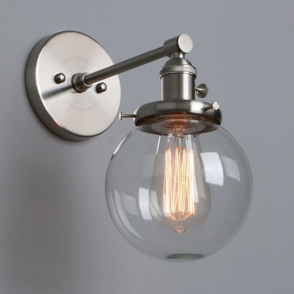 Vintage Wall Sconce with Clear Glass Globe