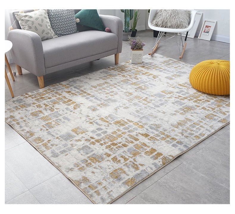 Blue/Grey/Beige Fluffy Rectangle Area Carpet