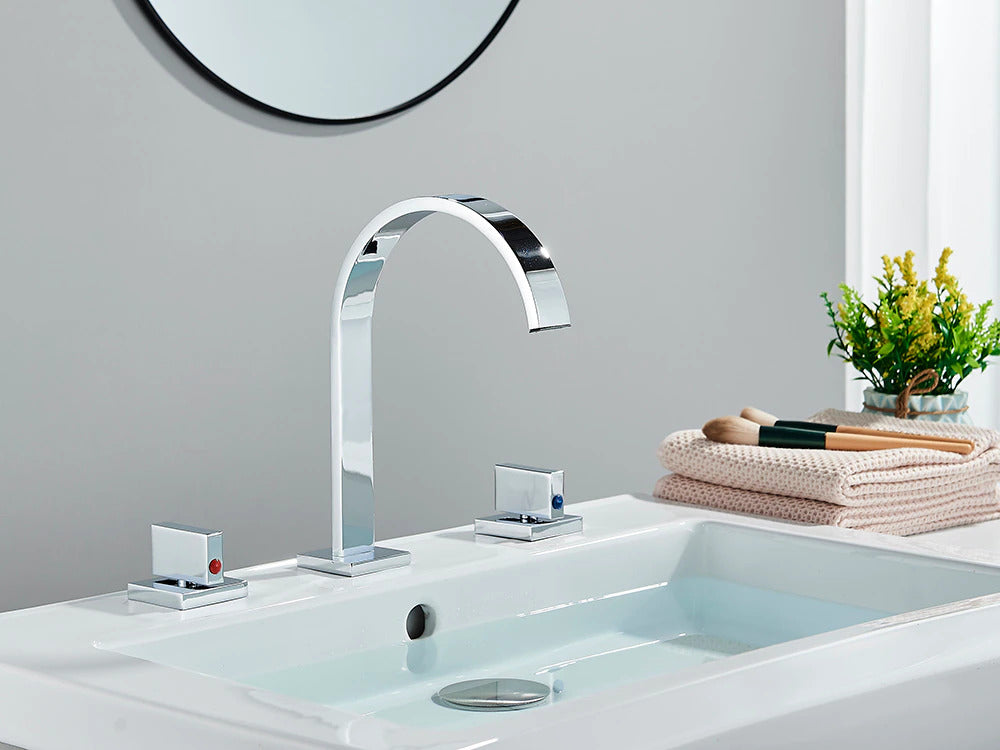 Modern Gooseneck Double Handle Bathroom Faucet