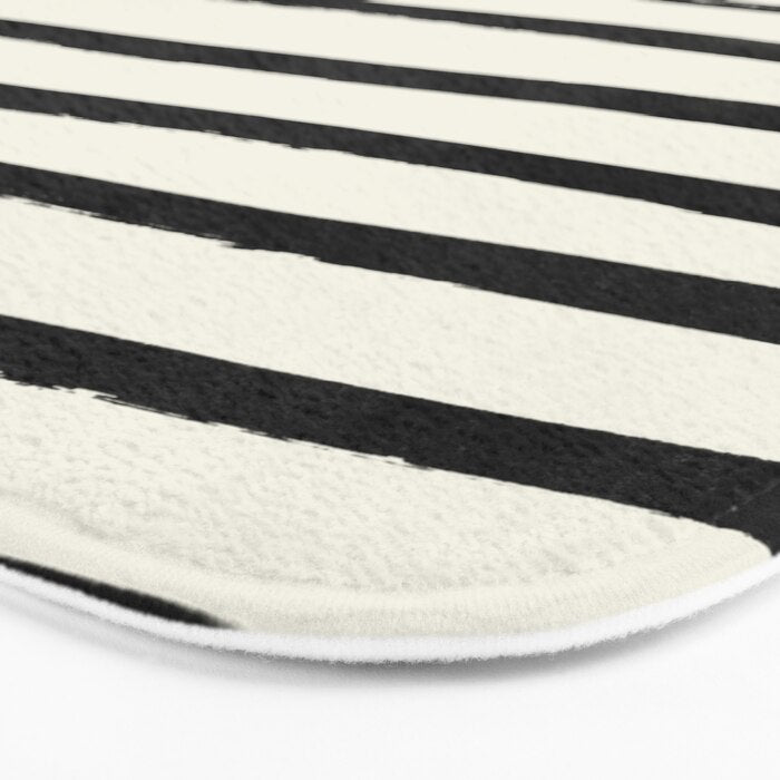 Yellow and black stripe bath mat