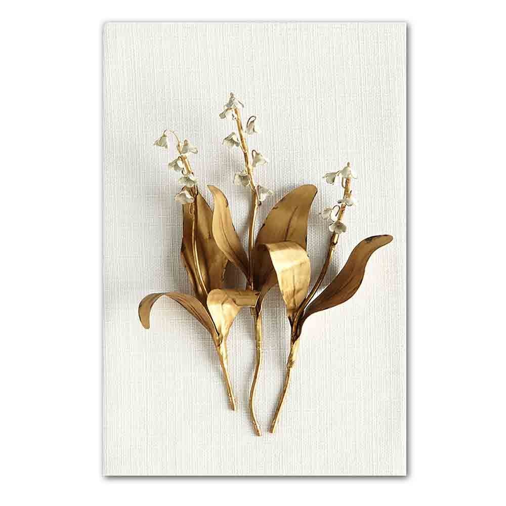 Natural Golden Flowers and Leaves Canvas Poster