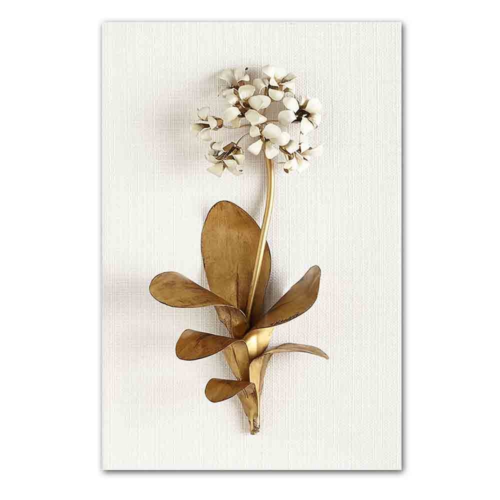 Natural Golden Flowers and Leaves Canvas Poster