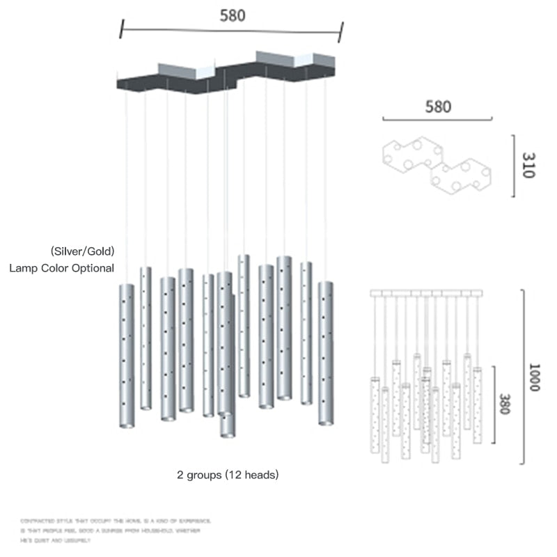 Modern Style Bars of Light Chandelier