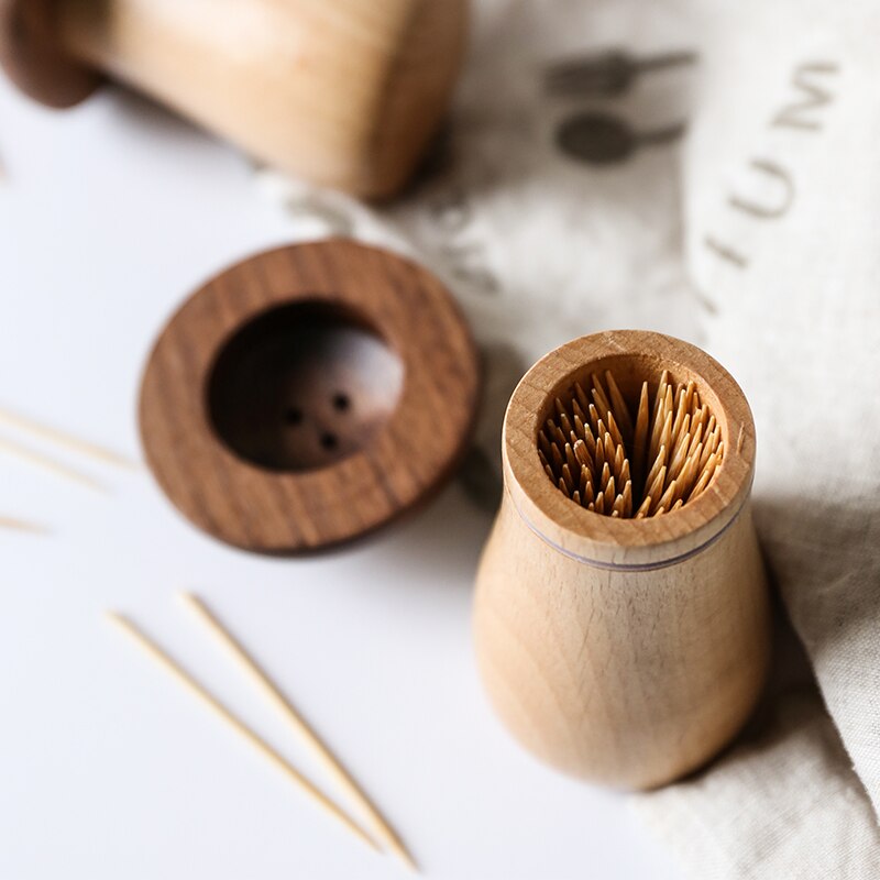 Wooden Mushroom Toothpick Dispenser Holder