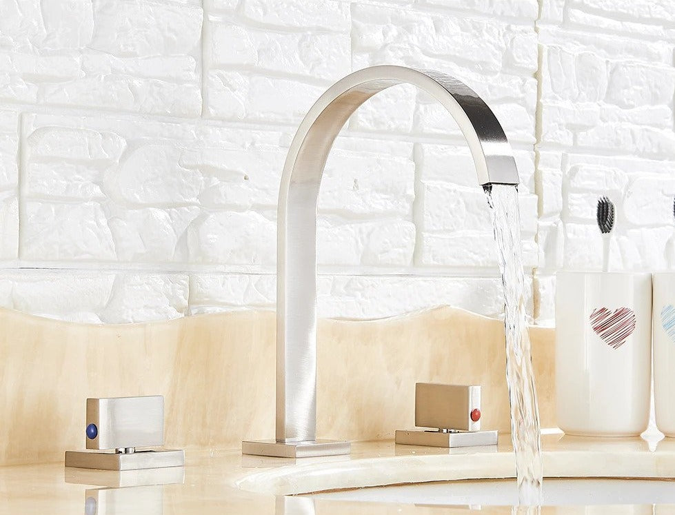 Modern Gooseneck Double Handle Bathroom Faucet