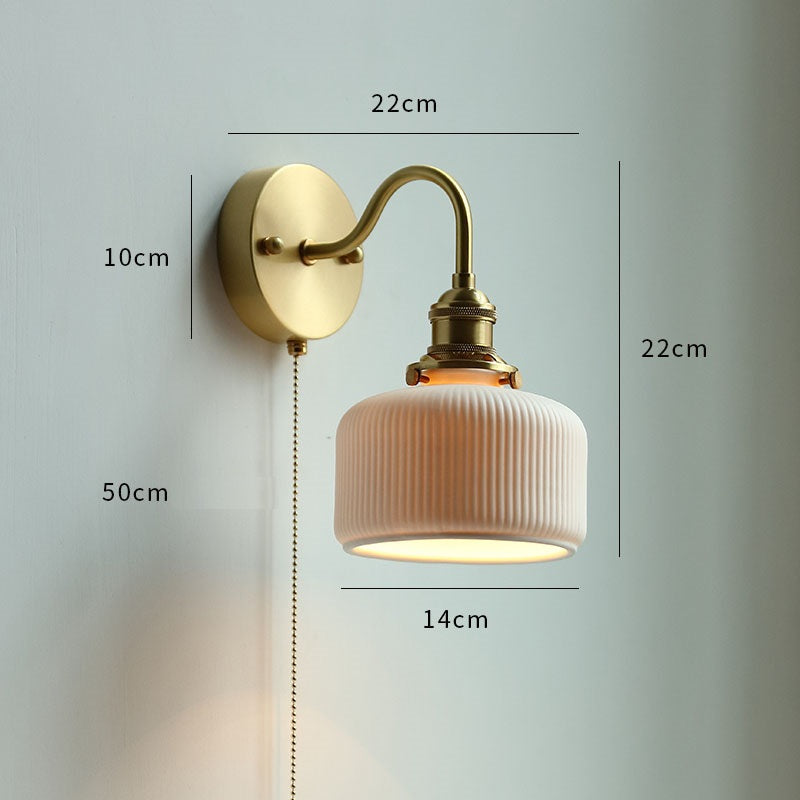 Modern Style Ceramic Pull Chain Wall Light