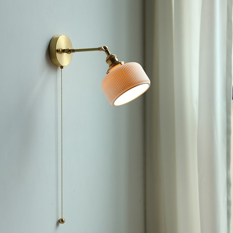 Modern Style Ceramic Pull Chain Wall Light