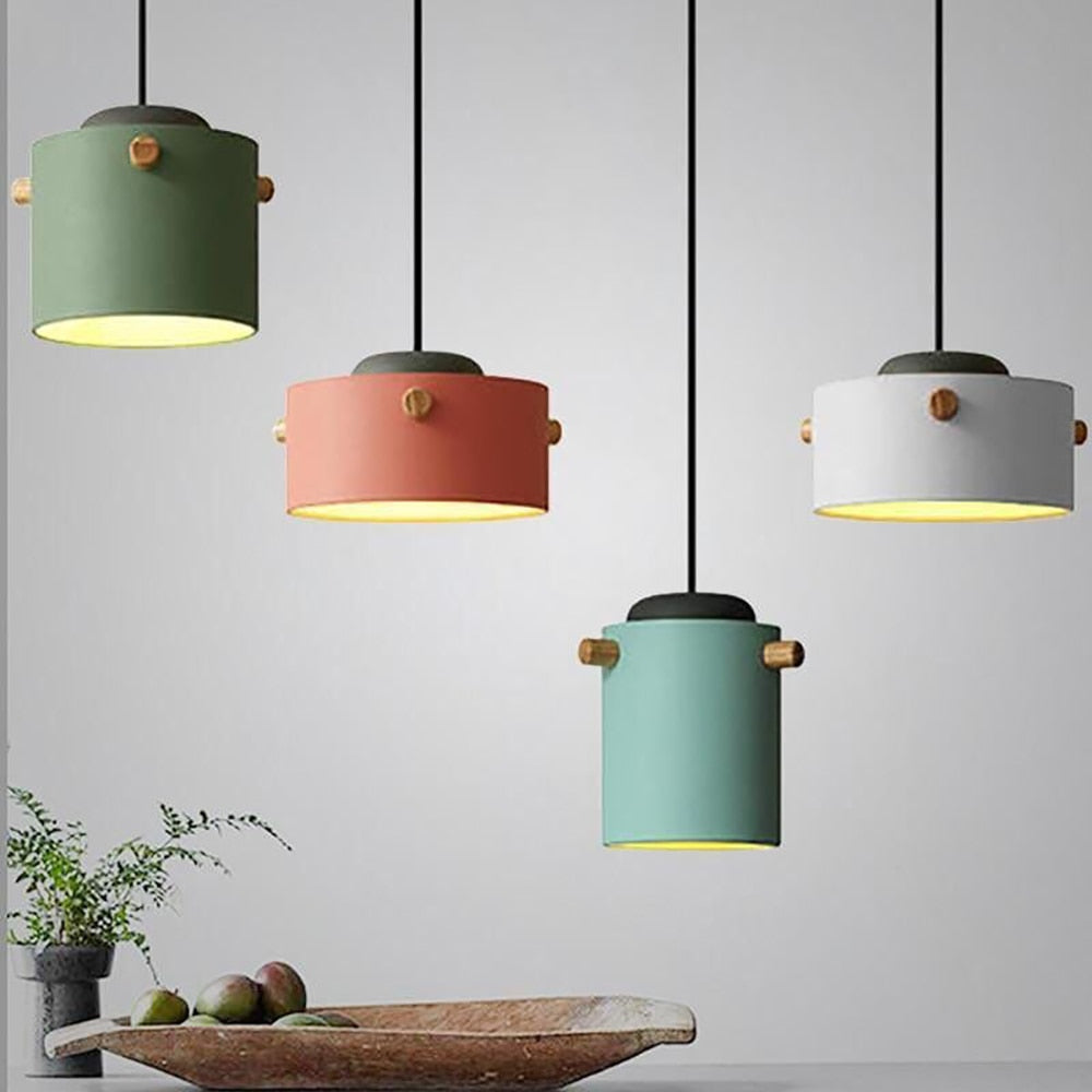 Wooden Bucket Pendant Lights Fixture