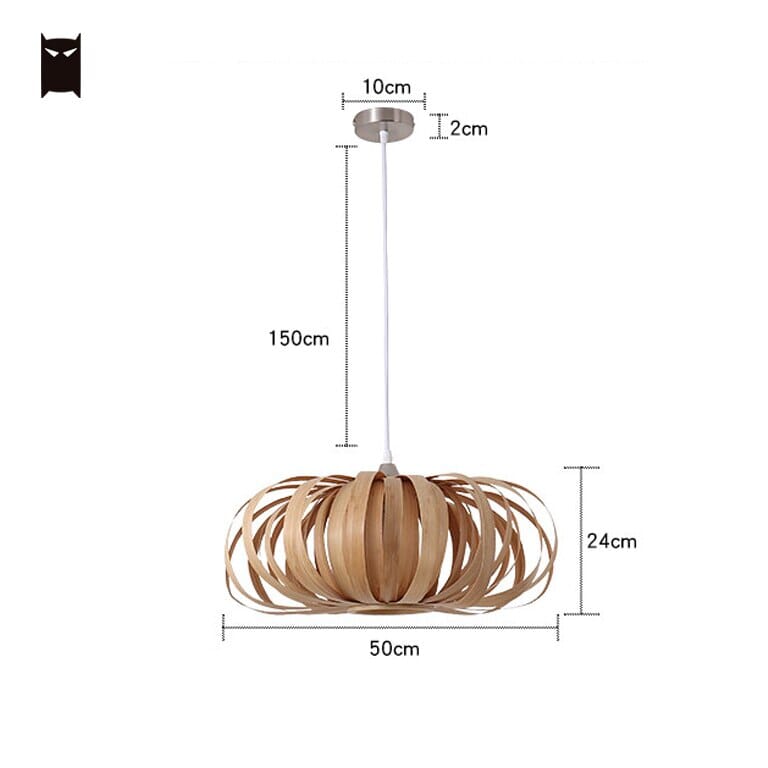 Wooden Pumpkin Pendant Light Fixture