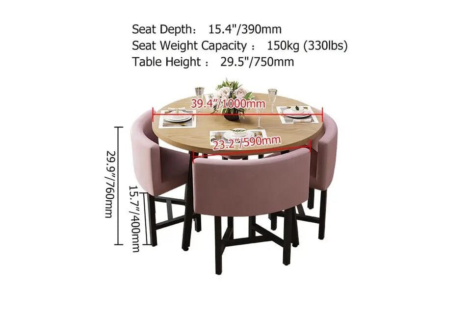 NYRA Round Dining Table Set for 4