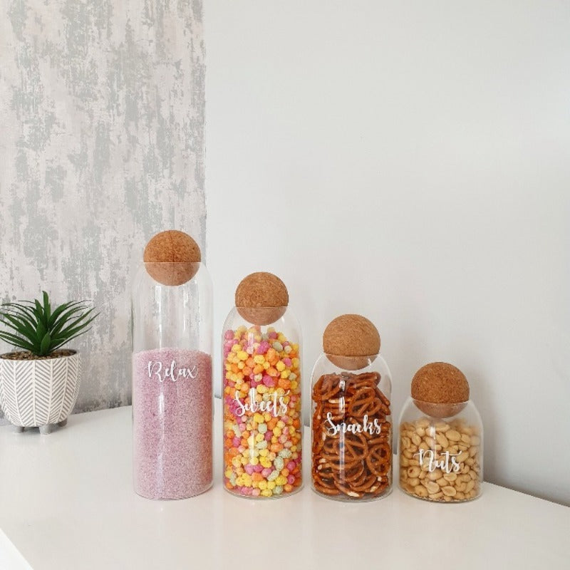 Wooden Ball Cork Storage Jar