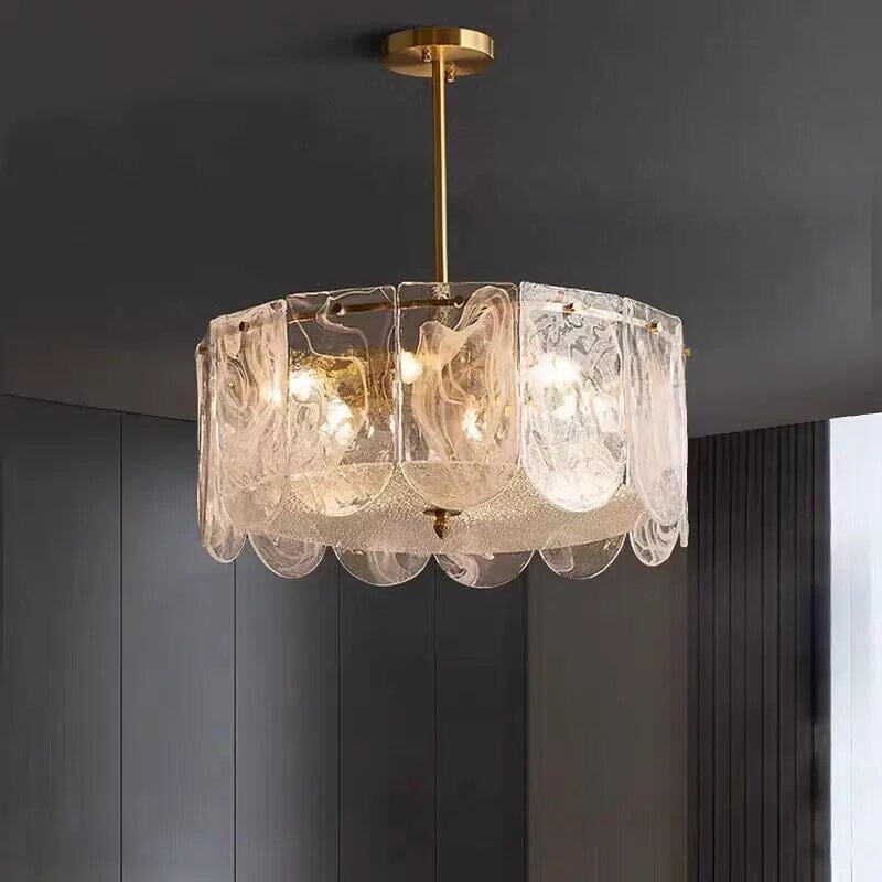 The Strand Gold LED Marble Crystal Glass Chandelier