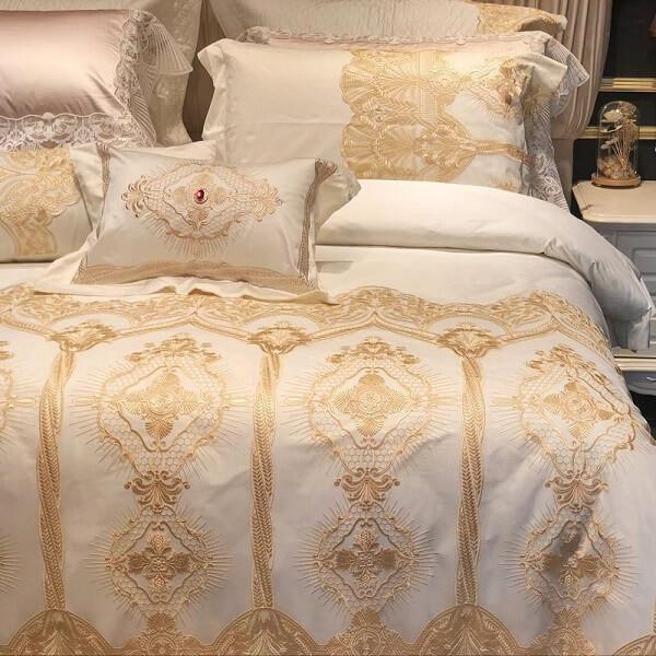 Joyana Egyptian Cotton Golden Lace Duvet Cover Set - Nordic Side - amazing, archidaily, archilovers, architecture, architecturelovers, architectureporn, arcitecture, art, artist, ashley furni