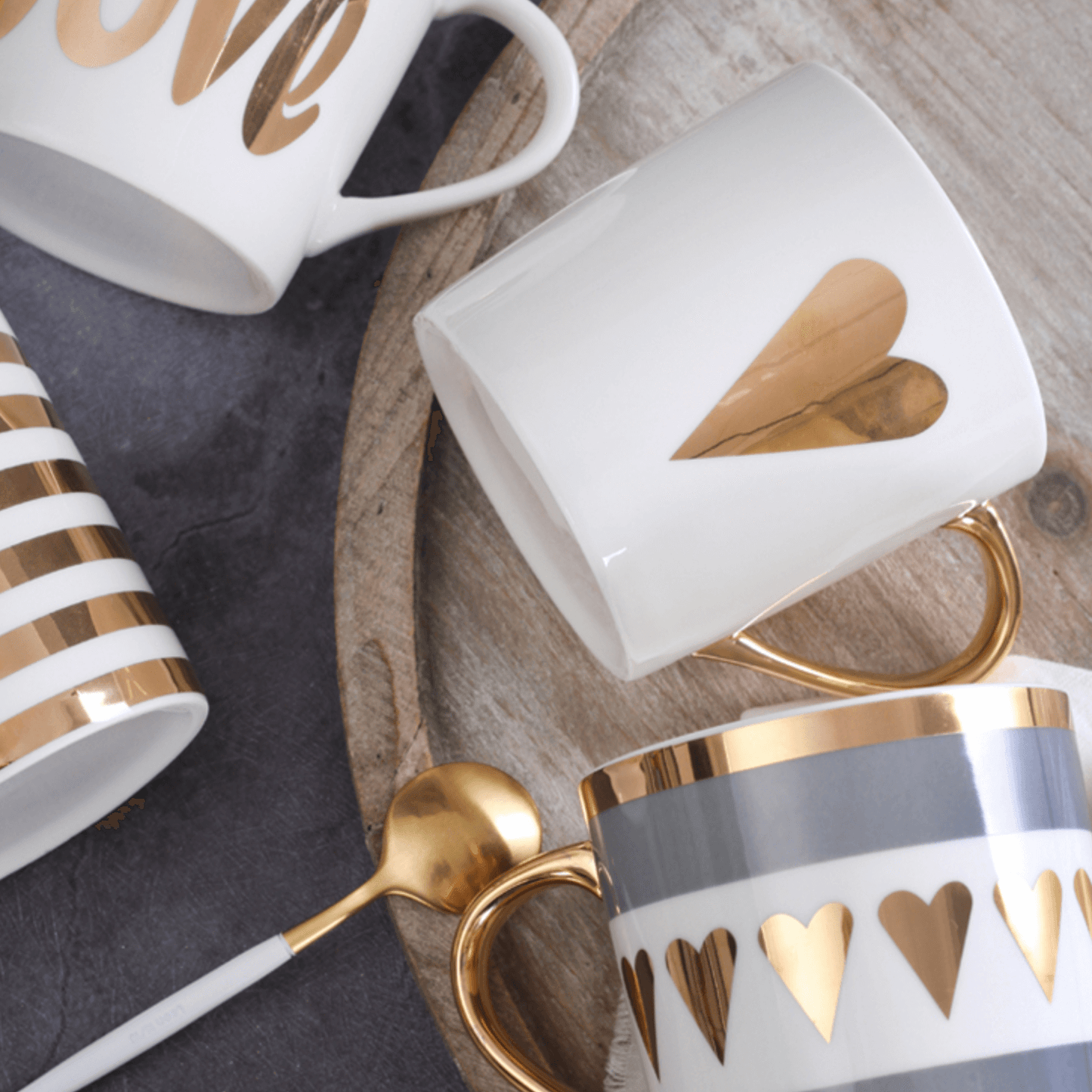 Lovely Gold Ceramic Mugs - Nordic Side - 