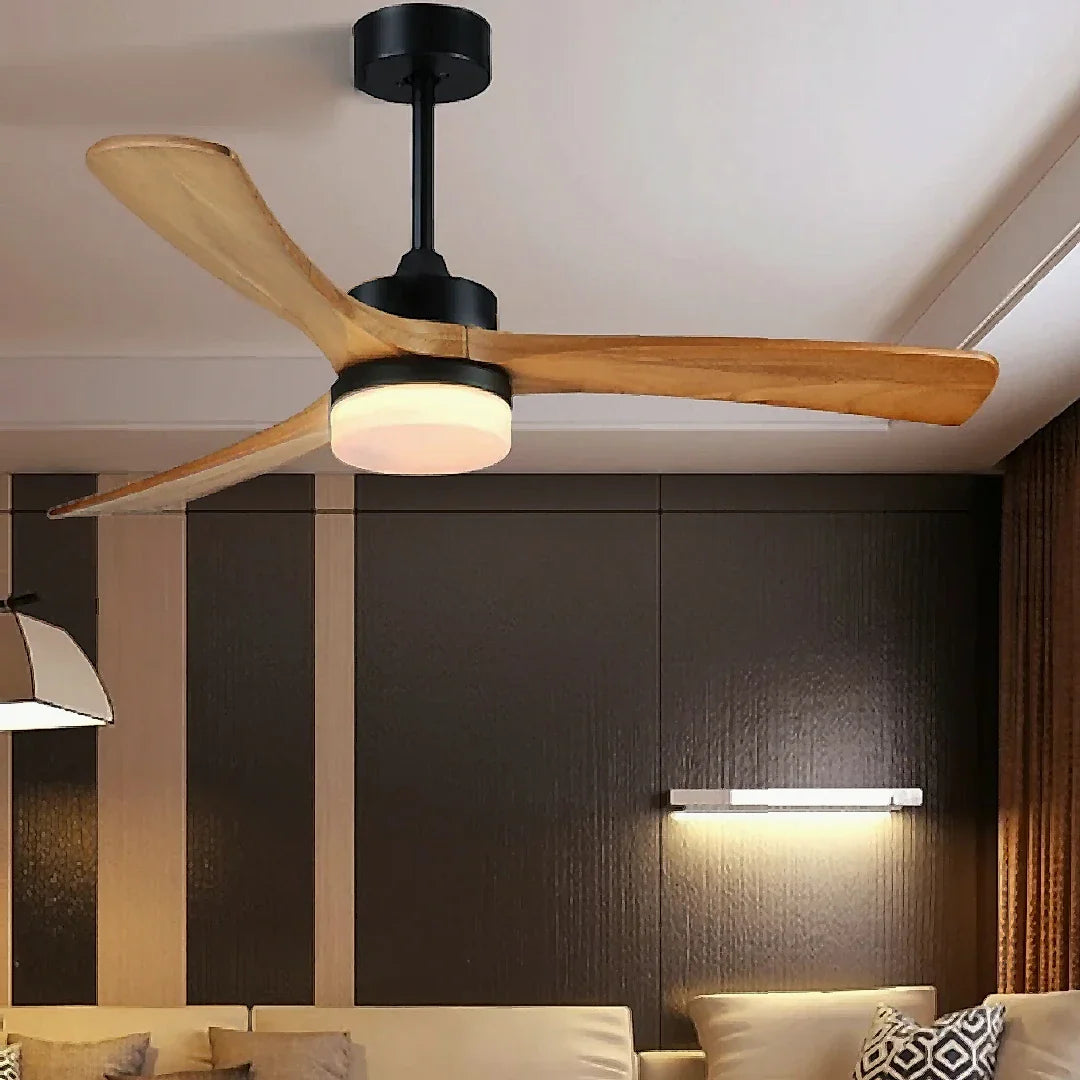 Barga | 60" European Styled Ceiling Fan with Lamp, Solid Wood and Remote Control