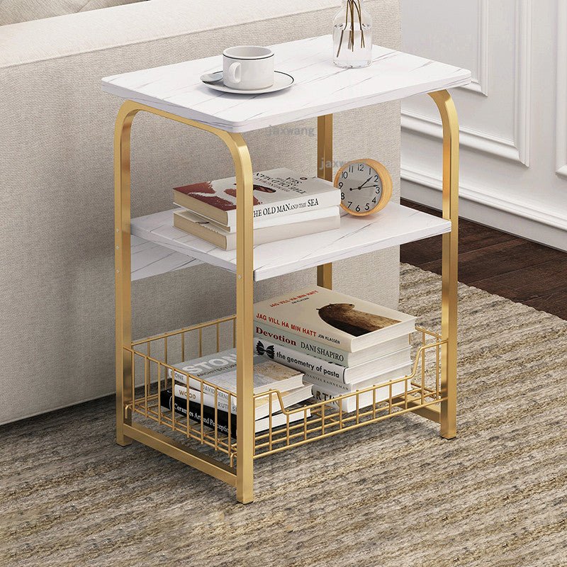 Metal Side Table with Storage