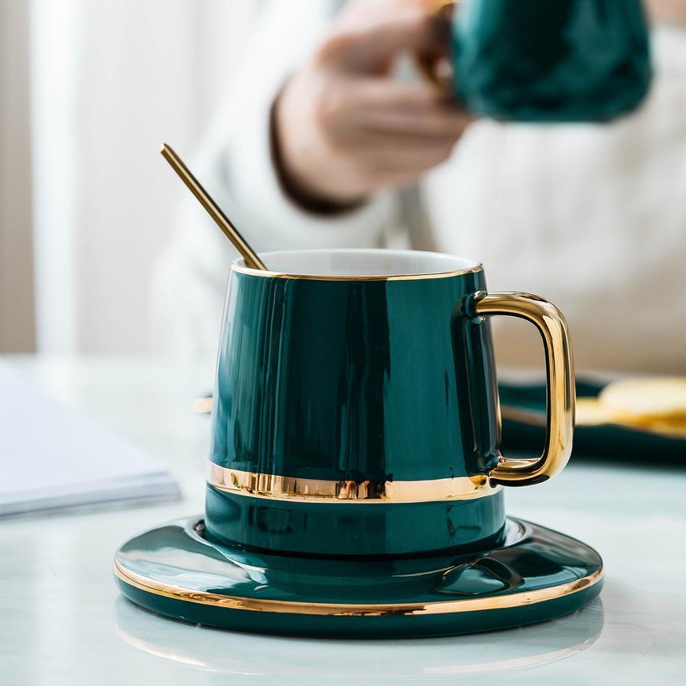 Green Elegant Green Ceramic Coffee Set