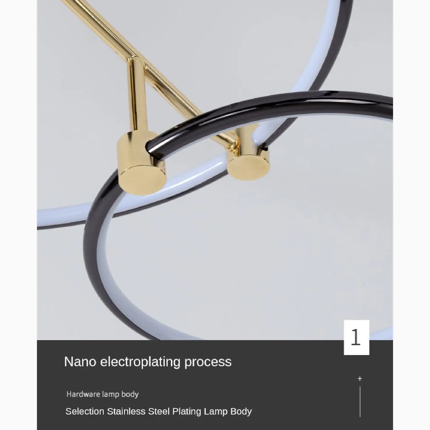 Bagnone | Electroplated LED Ceiling Light with 2 Layers Rotatable Ring for Living Room