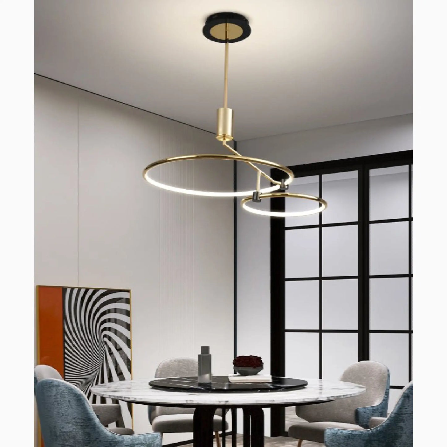 Bagnone | Electroplated LED Ceiling Light with 2 Layers Rotatable Ring for Living Room