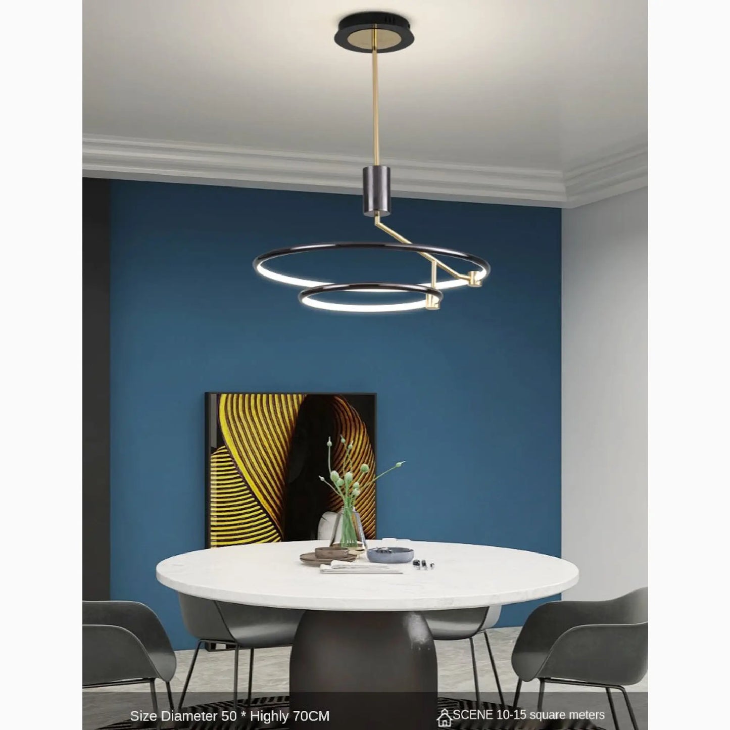 Bagnone | Electroplated LED Ceiling Light with 2 Layers Rotatable Ring for Living Room