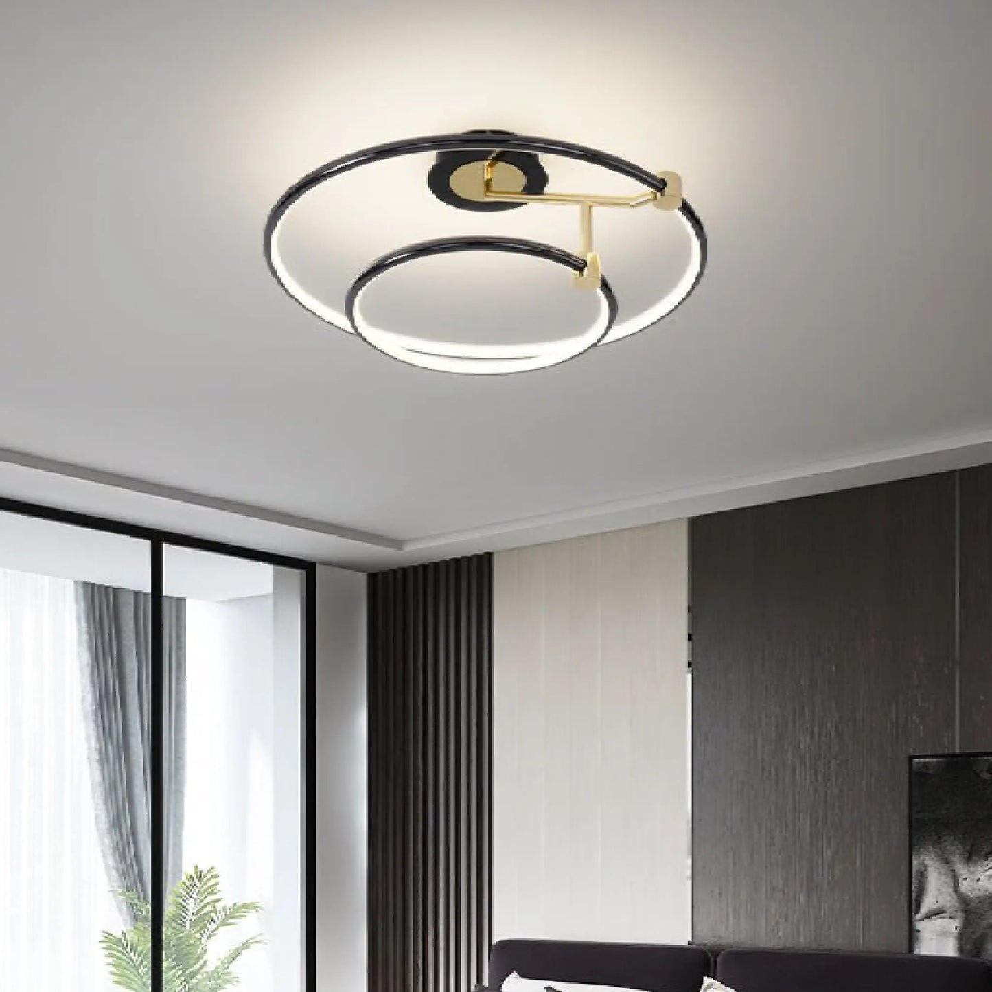 Bagnone | Electroplated LED Ceiling Light with 2 Layers Rotatable Ring for Living Room