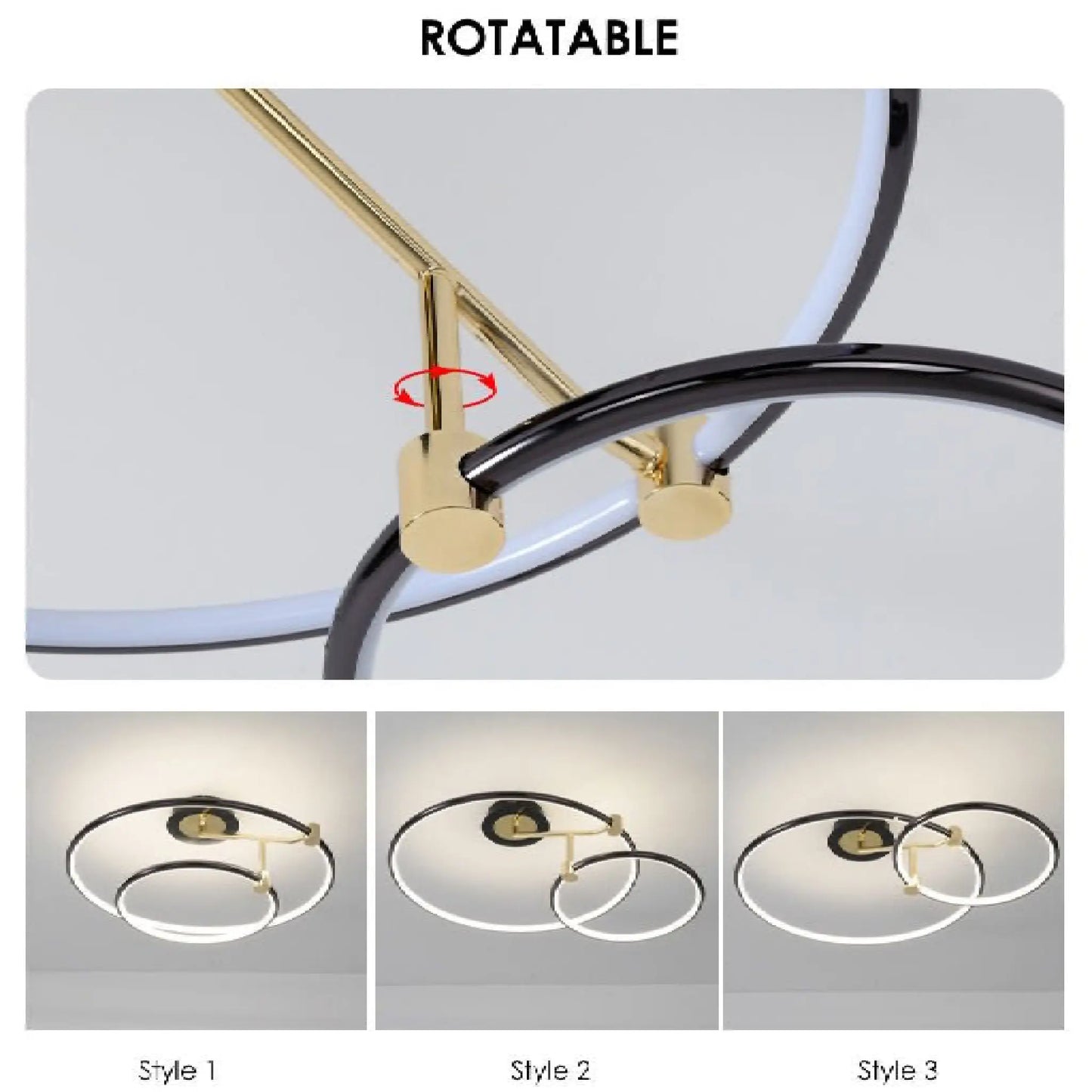 Bagnone | Electroplated LED Ceiling Light with 2 Layers Rotatable Ring for Living Room