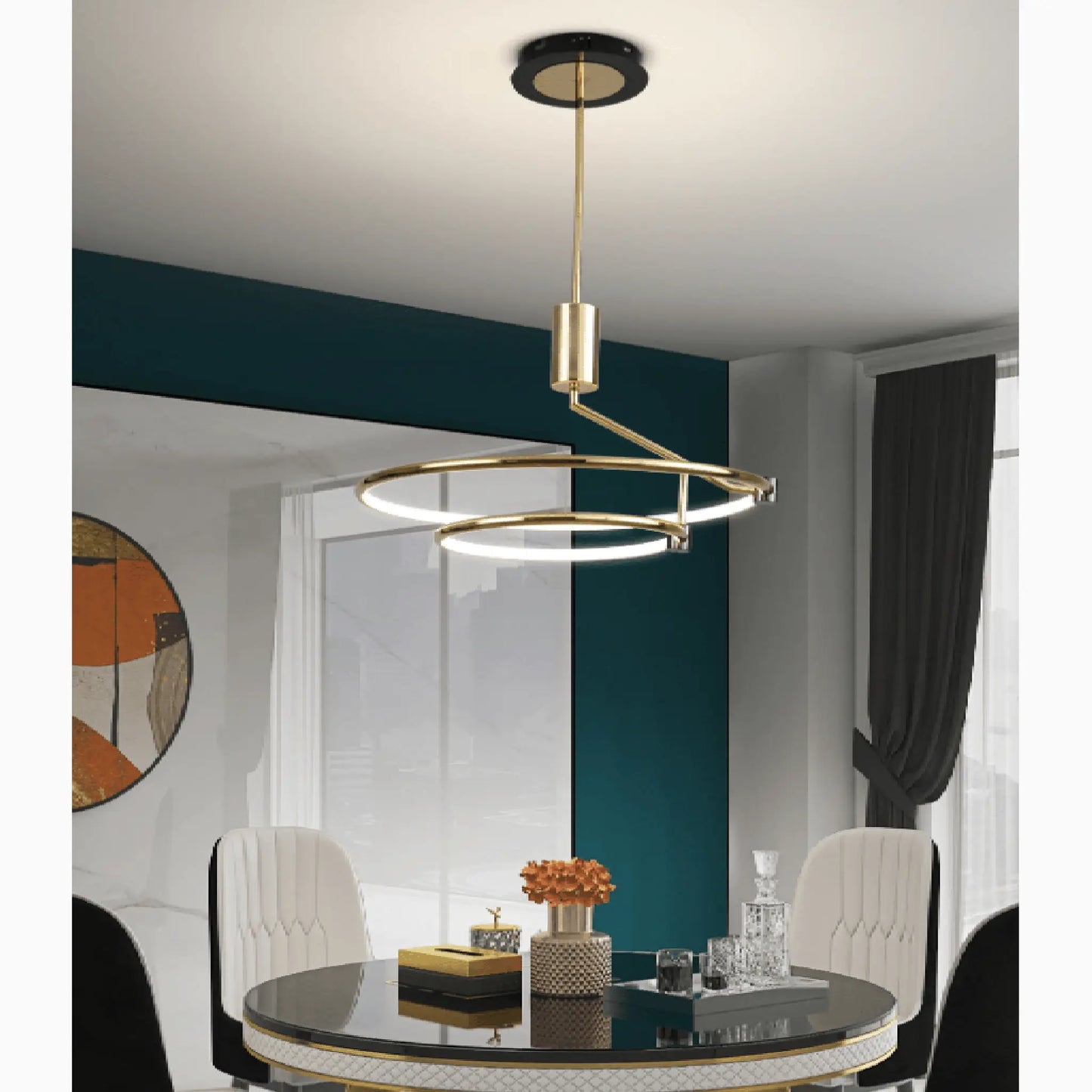 Bagnone | Electroplated LED Ceiling Light with 2 Layers Rotatable Ring for Living Room