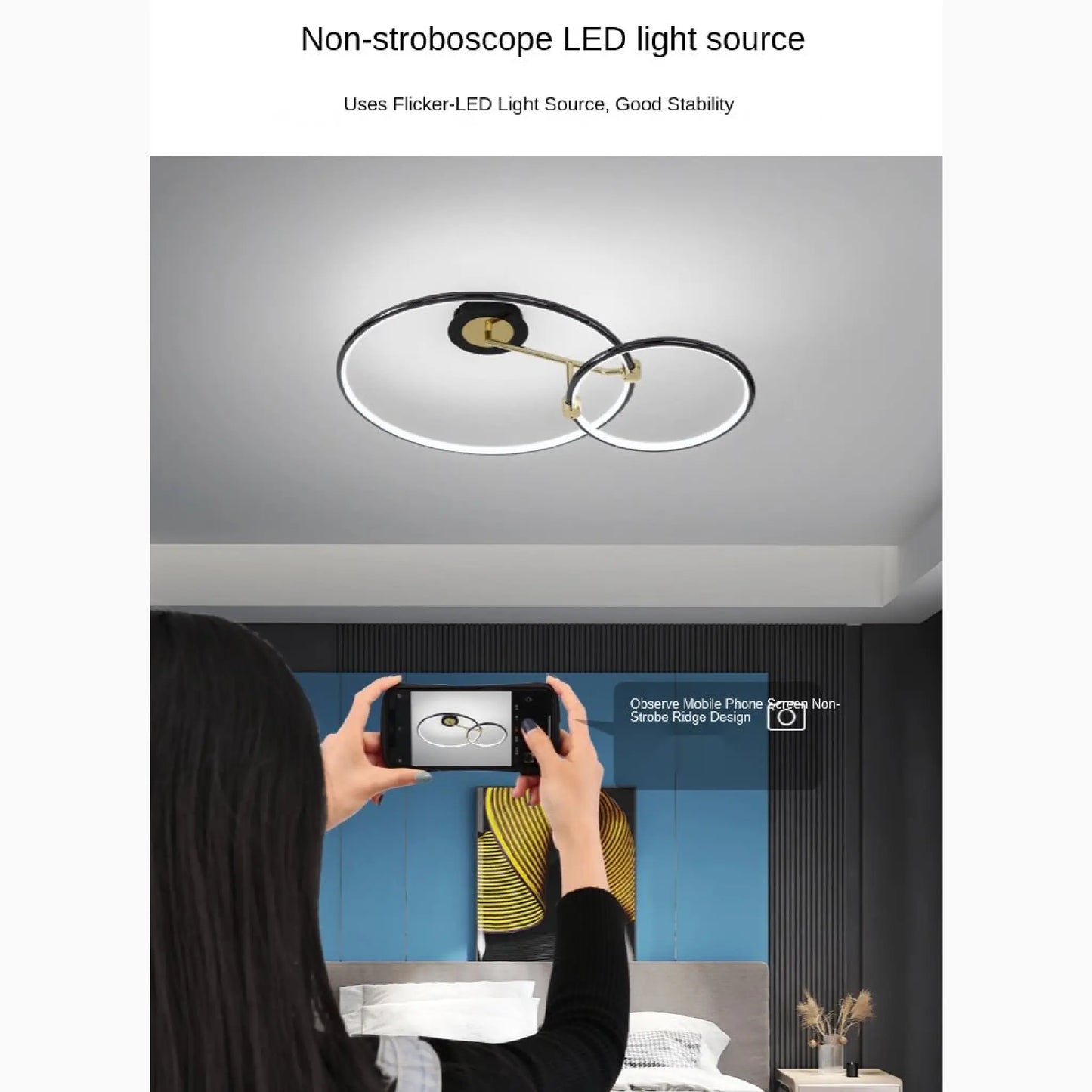 Bagnone | Electroplated LED Ceiling Light with 2 Layers Rotatable Ring for Living Room