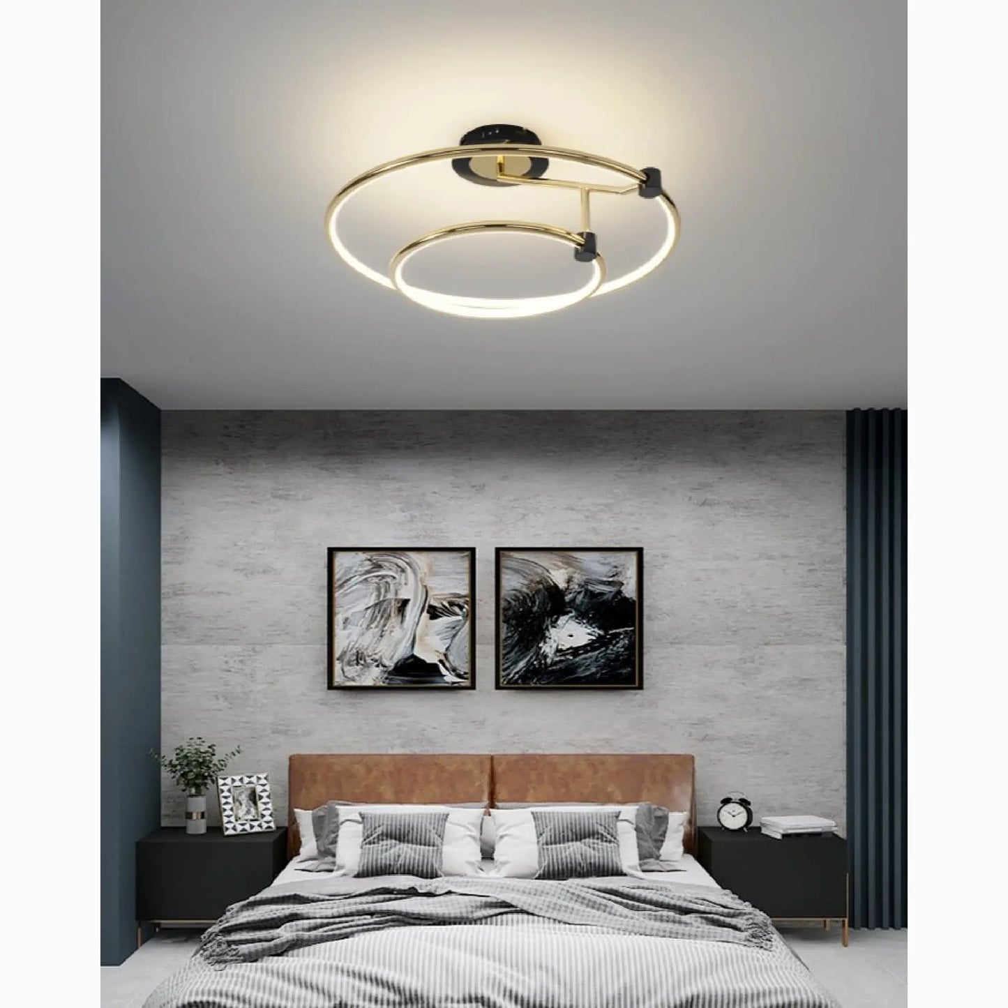 Bagnone | Electroplated LED Ceiling Light with 2 Layers Rotatable Ring for Living Room